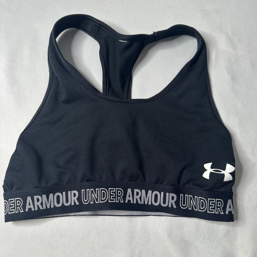 Under Armour Youth Sports Bra Black Racerback Girls Medium 10-12 Athletic